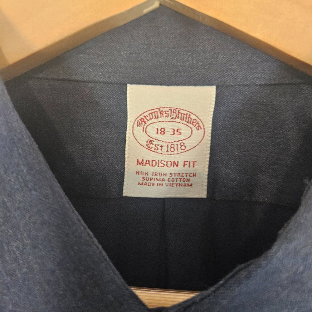 Lot of 2 Brooks Brothers Madison Fit Shirts Size 18-35 Blue Long Sleeve - Picture 8 of 10